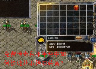 免费传奇私服平台中如何快速获取稀有装备? 免费传奇私服平台中如何快速获取稀有装备?