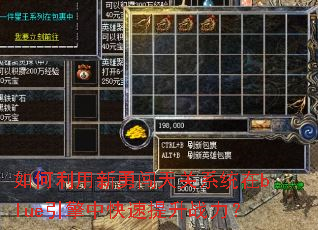如何利用新勇闯天关系统在blue引擎中快速提升战力? 如何利用新勇闯天关系统在blue引擎中快速提升战力?