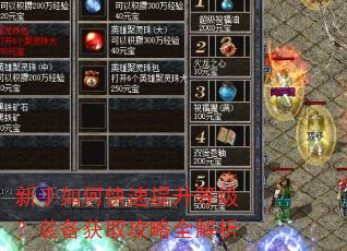 新手如何快速提升等级?装备获取攻略全解析 新手如何快速提升等级?装备获取攻略全解析