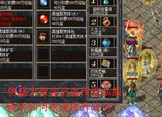 仿盛大微变热血传奇私服新手如何快速提升战力? 仿盛大微变热血传奇私服新手如何快速提升战力?