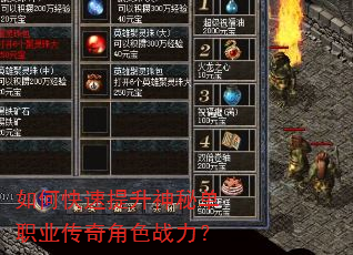 如何快速提升神秘单职业传奇角色战力? 如何快速提升神秘单职业传奇角色战力?