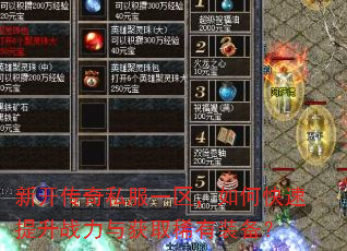 新开传奇私服一区,如何快速提升战力与获取稀有装备? 新开传奇私服一区,如何快速提升战力与获取稀有装备?